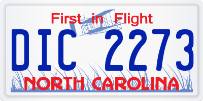 NC license plate DIC2273