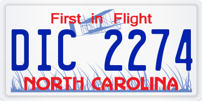 NC license plate DIC2274