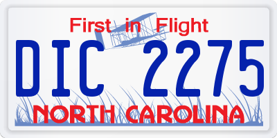 NC license plate DIC2275