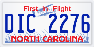 NC license plate DIC2276