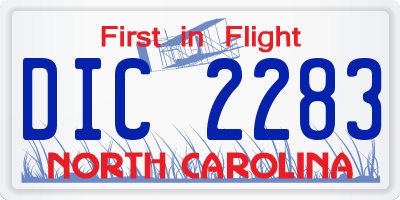 NC license plate DIC2283