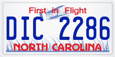 NC license plate DIC2286