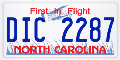 NC license plate DIC2287