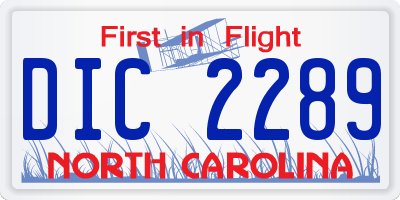 NC license plate DIC2289