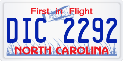 NC license plate DIC2292