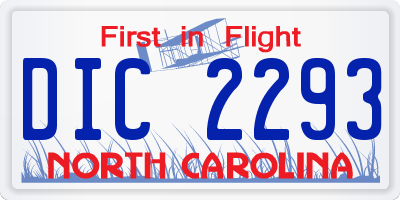 NC license plate DIC2293