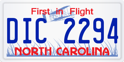 NC license plate DIC2294