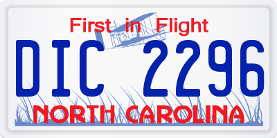 NC license plate DIC2296