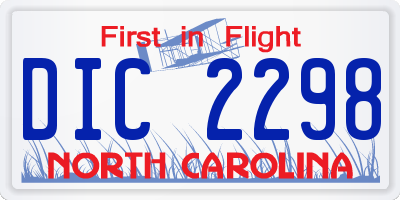 NC license plate DIC2298