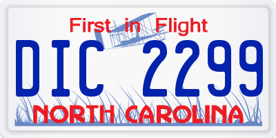 NC license plate DIC2299