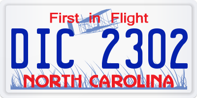 NC license plate DIC2302