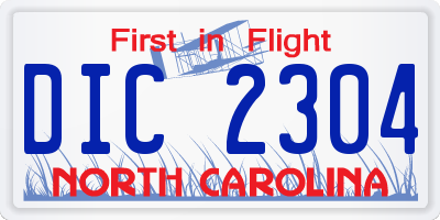 NC license plate DIC2304