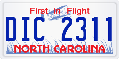 NC license plate DIC2311