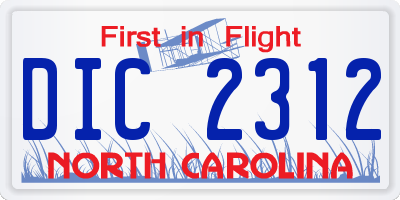 NC license plate DIC2312