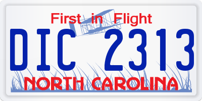 NC license plate DIC2313