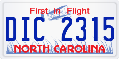 NC license plate DIC2315