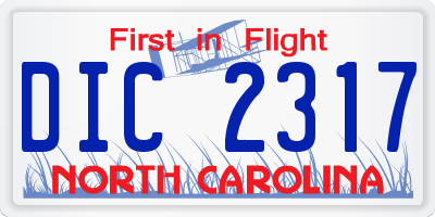 NC license plate DIC2317