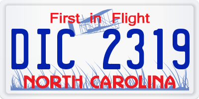 NC license plate DIC2319