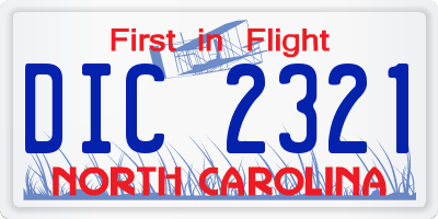 NC license plate DIC2321
