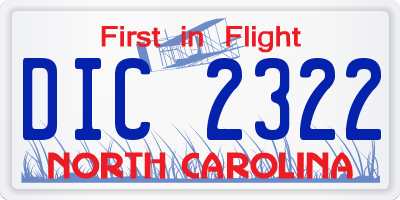 NC license plate DIC2322