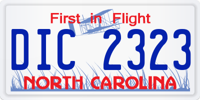 NC license plate DIC2323