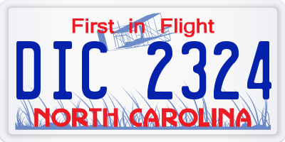 NC license plate DIC2324