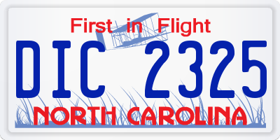 NC license plate DIC2325
