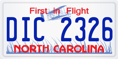 NC license plate DIC2326