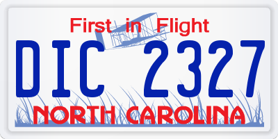 NC license plate DIC2327