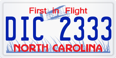 NC license plate DIC2333