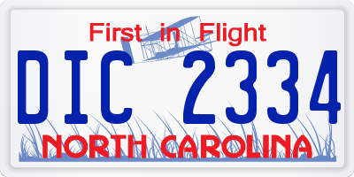 NC license plate DIC2334