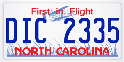 NC license plate DIC2335