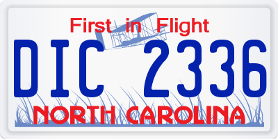 NC license plate DIC2336