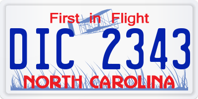 NC license plate DIC2343