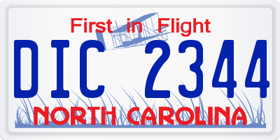 NC license plate DIC2344