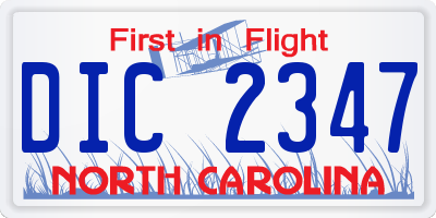 NC license plate DIC2347