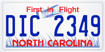 NC license plate DIC2349