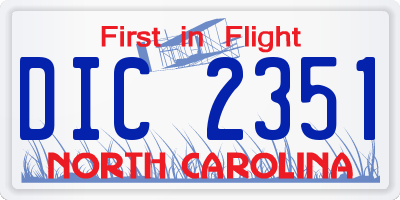 NC license plate DIC2351