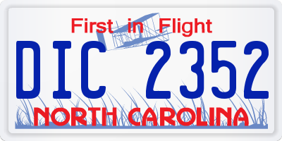 NC license plate DIC2352