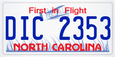 NC license plate DIC2353