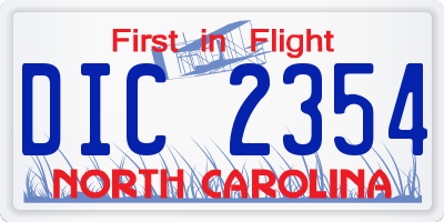 NC license plate DIC2354