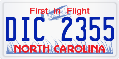 NC license plate DIC2355