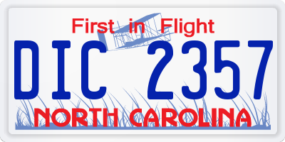 NC license plate DIC2357