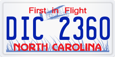 NC license plate DIC2360