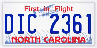 NC license plate DIC2361