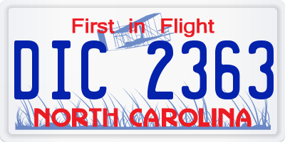 NC license plate DIC2363
