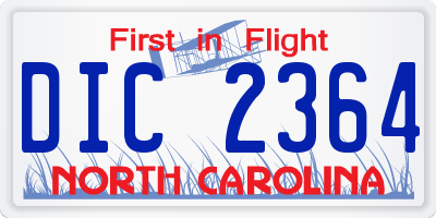 NC license plate DIC2364