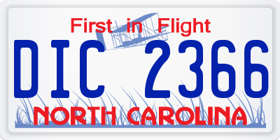 NC license plate DIC2366
