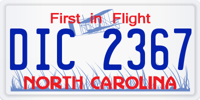 NC license plate DIC2367
