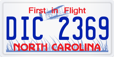 NC license plate DIC2369